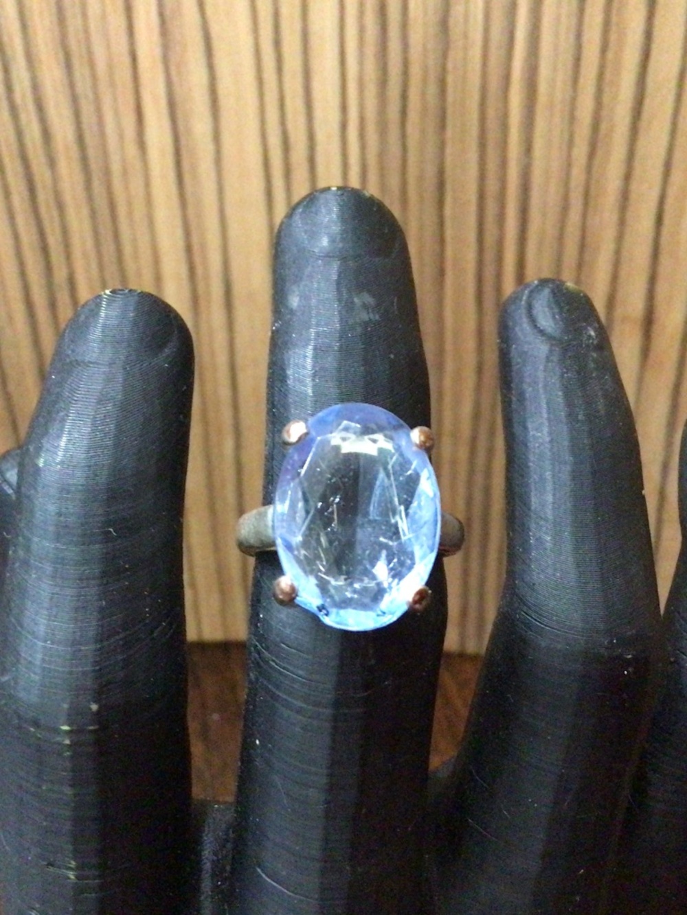 Fashion ring with baby blue aquamarine colored stone. Size 6.5  great shape